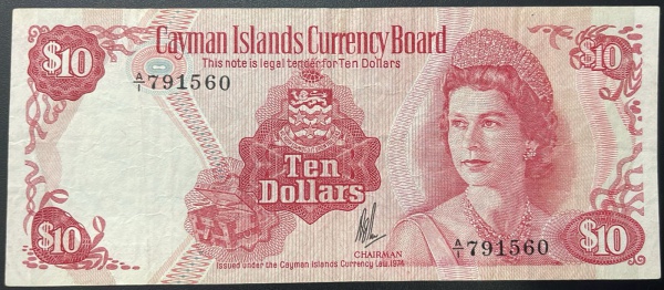 CEDULA DAS `CAYMAN ISLANDS` - 10 DOLLARS 1974 - MBC.