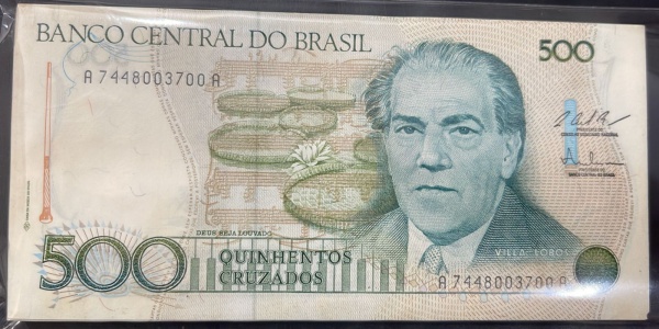 LOTE COM 100 UNID. DE CEDULAS DO BRASIL - 500 CRUZADOS - SEGUENCIADAS - C191 (REF. CATALOGO CLAUDIO AMATO) - CONFORME FOTOS.
