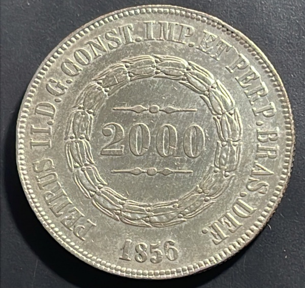 MOEDA DO BRASIL - 2 000 REIS 1851 - PRATA .917% - DIAMETRO (+/-): 37mm.