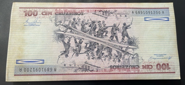 `LOTE COM 100 UNID.` DE CEDULAS DO BRASIL - 100 CRUZEIROS - SEGUENCIADAS - C157 (REF. CATALOGO CLAUDIO AMATO) - CONFORME FOTOS.
