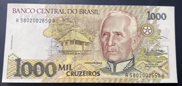 `LOTE COM 50 UNID.` DE CEDULAS DO BRASIL - 1 000 CRUZEIROS - SEGUENCIADAS - C217 (REF. CATALOGO CLAUDIO AMATO) - CONFORME FOTOS.