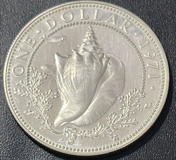 EMISSOR - DIFICIL - MOEDA DAS BAHAMAS - 1 DOLLAR 1971 - PRATA .800% - DIAMETRO (+/-): 34mm.