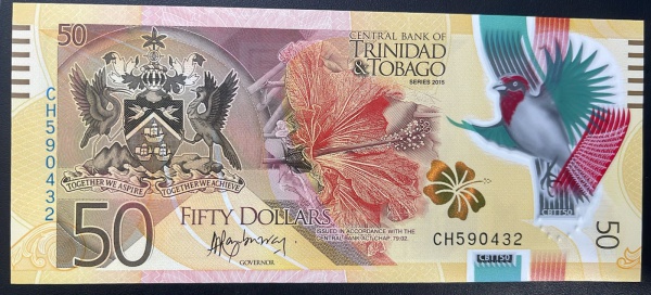 POLIMERO - CEDULA DE TRINIDAD AND TOBAGO - 50 DOLLARS 2015 - FLOR DE ESTAMPA.
