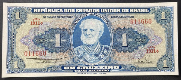 NUMERO BONITO `011660` - CEDULA DO BRASIL - 1 CRUZEIRO - FLOR DE ESTAMPA - C010 (REF. CATALOGO CLAUDIO AMATO).