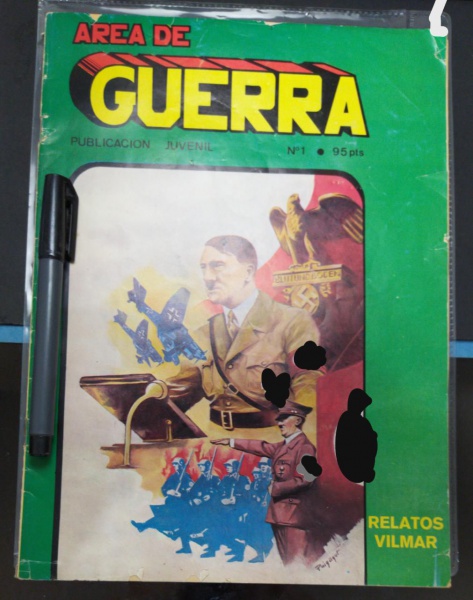 REVISTA / HQ - `AREA DE GUERRA` - 1* EDICAO, 24 PAGINAS, ESCRITA EM ESPANHOL, IMPRESSA NA ESPANHA POR `VILMAR EDICIONES S.A EM 1985 - TUDO CONFORME FOTOS - DIMENSOES (+/-): L. 19,5 / C. 27,5cm. `Item