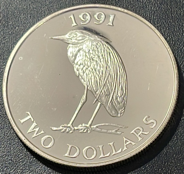 EMISSOR - DIFICIL - MOEDA DAS BERMUDAS - 2 DOLLARS 1991 - PRATA .925% - DIAMETRO (+/-): 38,6mm.
