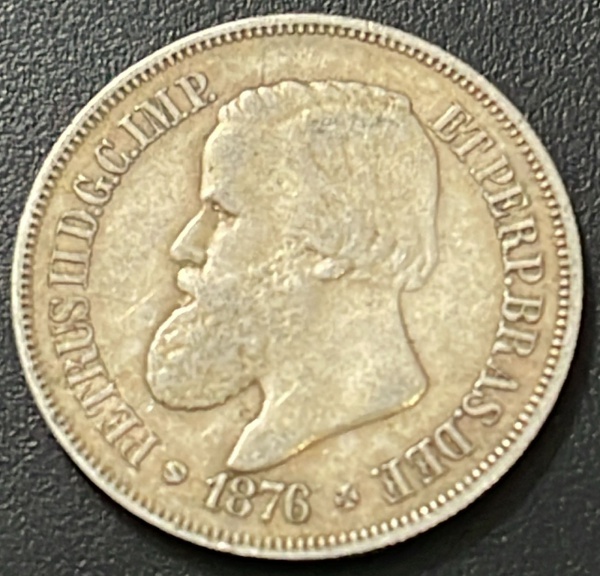 MOEDA DO BRASIL - 500 REIS 1876 - PRATA .900% - DIAMETRO (+/-): 25mm.
