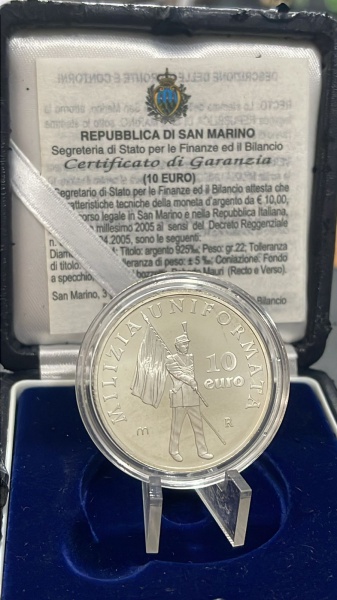 MOEDA DE SAN MARINO - 10 EURO 2005 (ACOMPANHA ESTOJO + CERTIFICADO - VERIFICAR FOTOS) - PRATA .925% - DIAMETRO (+/-): 32mm.