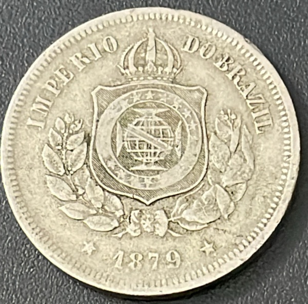 MOEDA DO BRASIL - 100 REIS 1879 - CUPRONIQUEL - DIAMETRO (+/-): 27mm.