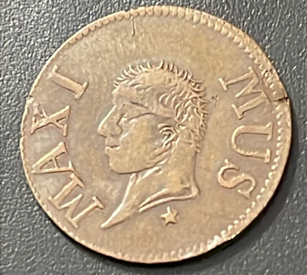 MEDALHA / TOKEN DA FRANCA - `MAXIMUS - NON PLUS ULTRA` 3,1g - DIAMENTRO (+/-): 22mm. CONFORME FOTOS.