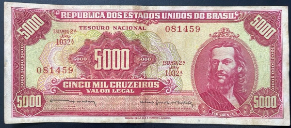 CEDULA DO BRASIL - 5 000 CRUZEIROS - MBC.