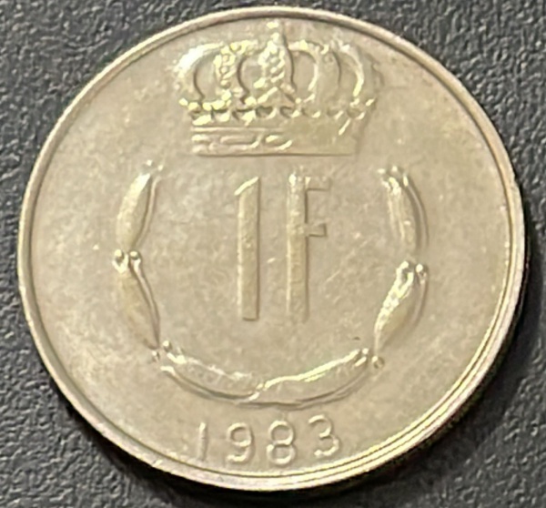 RARO - EMISSOR - MOEDA DE LUXEMBURGO - 1 F. 1983 - CUPRONIQUEL - DIAMETRO (+/-): 21mm.