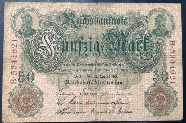 CEDULA DA ALEMANHA - 50 MARK 1910 - BC / MBC.