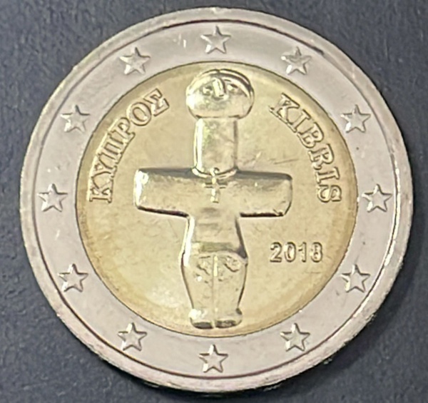 MOEDA DE CHIPRE - 2 EUROS 2018 - BIMETALICA - DIAMETRO (+/-): 25,75mm.