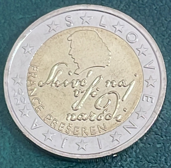 MOEDA DA ESLOVENIA - 2 EUROS 2020 - BIMETALICA - DIAMETRO (+/-): 25,75mm.