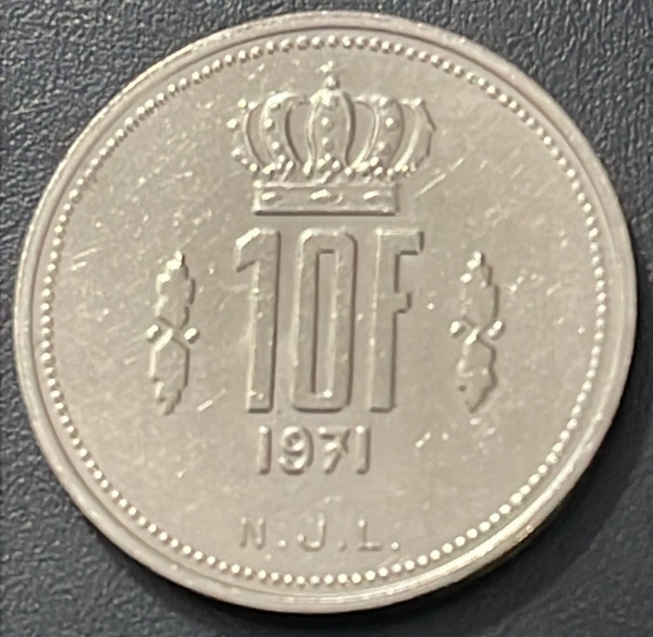 RARO - EMISSOR - MOEDA DE LUXEMBURGO - 10 F. 1971 - CUPRONIQUEL - DIAMETRO (+/-): 27mm.