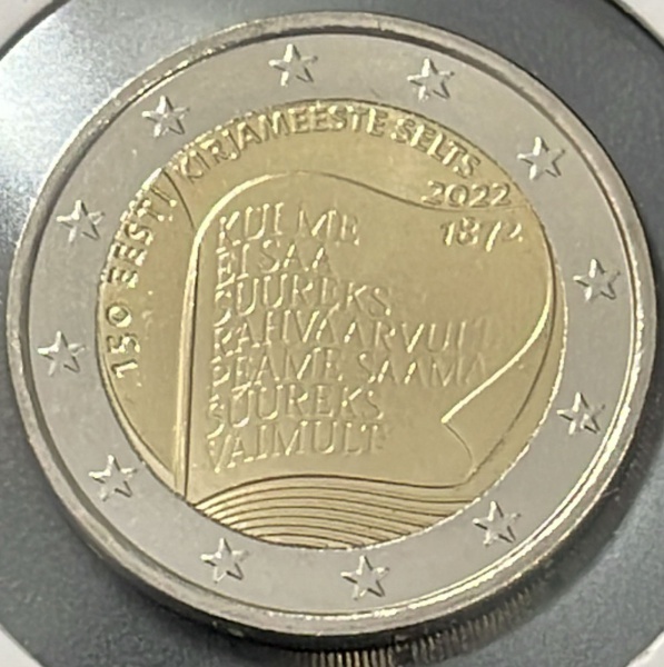 MOEDA DA ESTONIA - 2 EUROS 2022 - BIMETALICA - DIAMETRO (+/-): 25,75mm.
