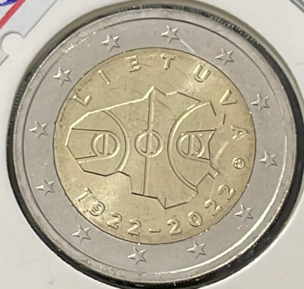 MOEDA DA LITUANIA - 2 EUROS 2022 - BIMETALICA - DIAMETRO (+/-): 25,75mm.