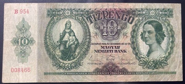 CEDULA DA HUNGRIA - 10 PENGO 1936 - MBC.