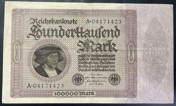 CEDULA DA ALEMANHA - 100 000 MARK 1923 - MBC.