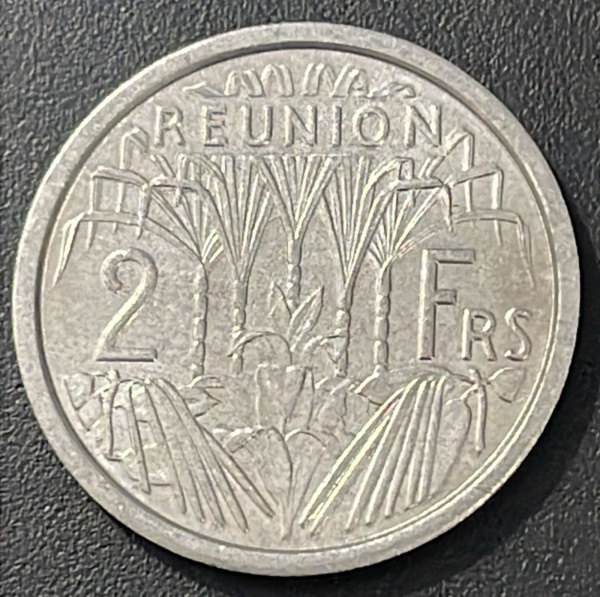 MOEDA DE REUNION - 2 FRs 1948 - ALUMINIO - DIAMETRO (+/-): 27mm.