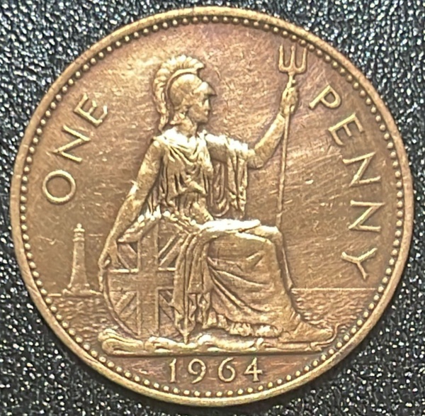MOEDA DO REINO UNIDO - 1 PENNY 1964 - BRONZE - DIAMETRO (+/-): 31mm.