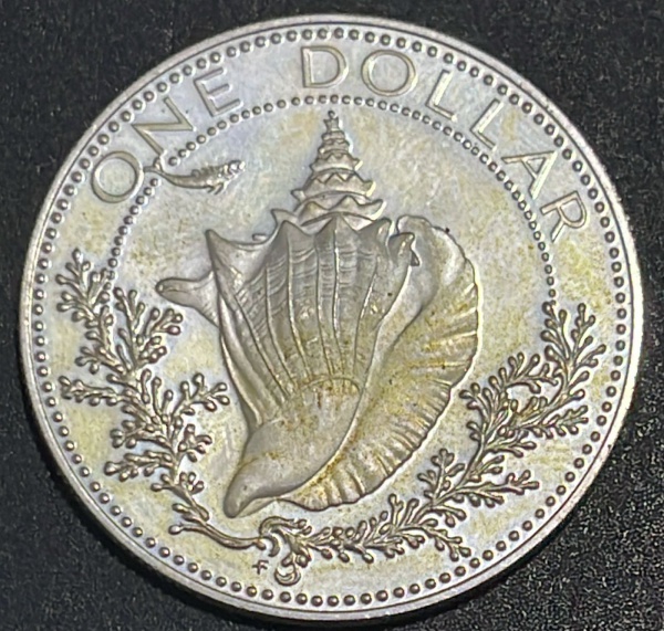 EMISSOR - DIFICIL - MOEDA DAS BAHAMAS - 1 DOLLAR 1974 - PRATA .800% - DIAMETRO (+/-): 34mm.