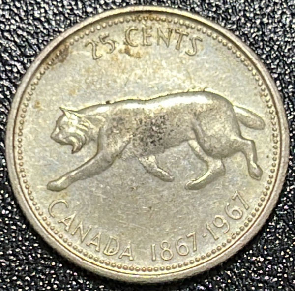 MOEDA DO CANADA - 25 CENTS 1967 - PRATA .800% - DIAMETRO (+/-): 23,8mm.