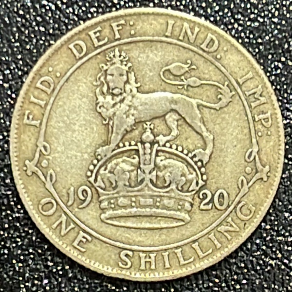 MOEDA DO REINO UNIDO - 1 SHILLING 1920 - PRATA .500% - DIAMETRO (+/-): 23,5mm.