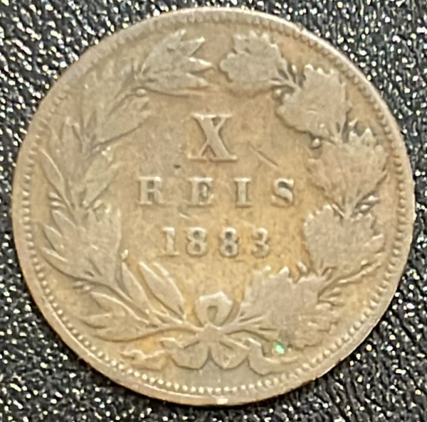 MOEDA DE PORTUGAL - X REIS 1883 - BRONZE - DIAMETRO (+/-): 25,3mm.