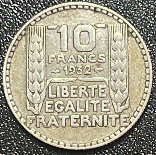MOEDA DA FRANCA - 10 FRANCS 1932 - PRATA .680% - DIAMETRO (+/-): 28mm.