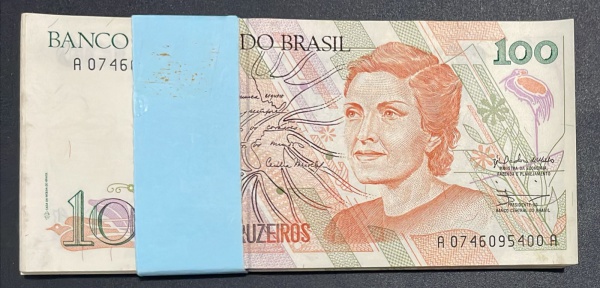 `50 UNID.` DE CEDULAS DO BRASIL - 100 CRUZEIROS - C214 (REF. CATALOGO CLAUDIO AMATO) - CONFORME FOTOS.