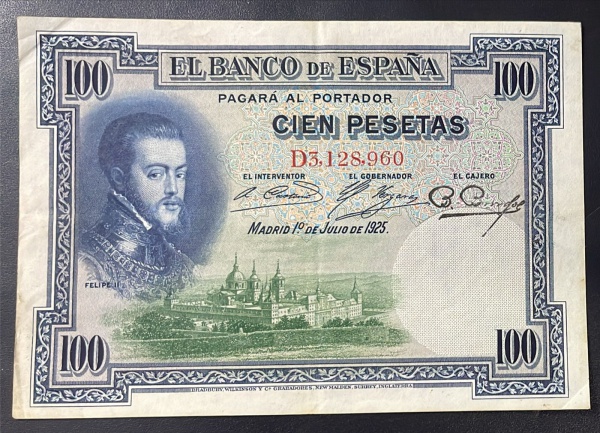 CEDULA DA ESPANHA - 100 PESETAS 1925 - MBC.