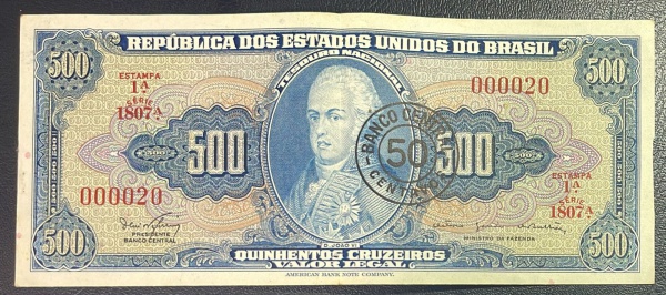OPORTUNIDADE - BAIXA NUMERACAO (000020) - CEDULA DO BRASIL - 50 CENTAVOS - C119 (REF. CATALOGO CLAUDIO AMATO - CONFORME FOTOS.