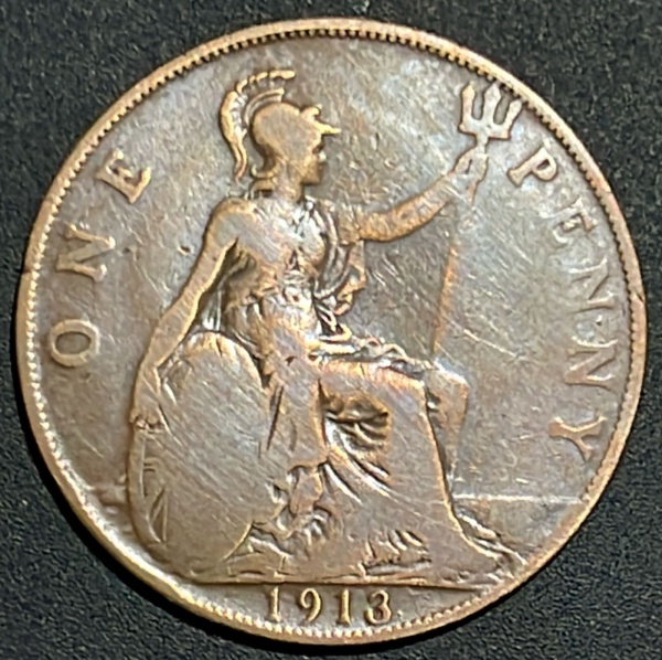 MOEDA DO REINO UNIDO - 1 PENNY 1913 - BRONZE - DIAMETRO (+/-): 31mm.
