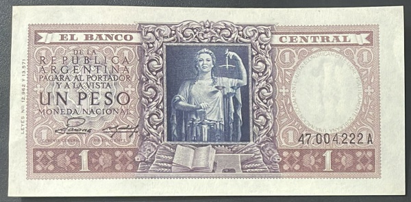 CEDULA DA ARGENTINA - 1 PESO 1947 - SOBERBA.