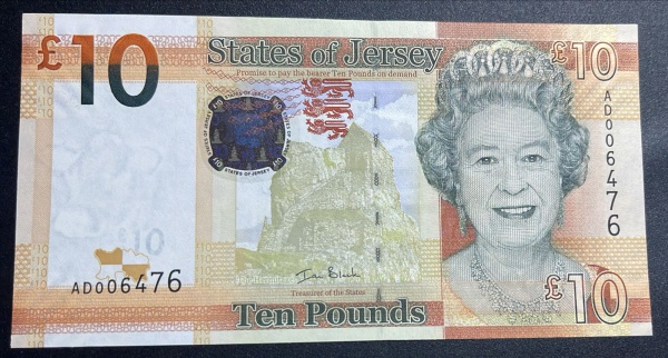 CEDULA `THE STATES OF JERSEY ` - 10 POUNDS - FLOR DE ESTAMPA.