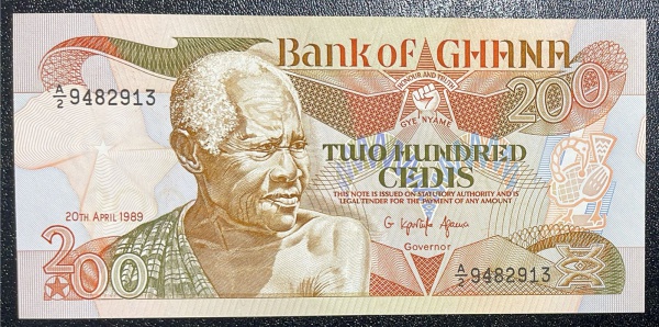 CEDULA DE GHANA - 200 CEDIS - FLOR DE ESTAMPA.