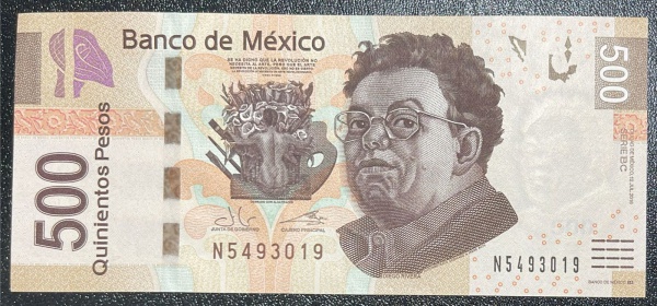 CEDULA DO MEXICO - 500 PESOS 2016 - SOBERBA / FLOR DE ESTAMPA.