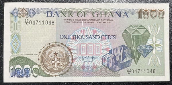 CEDULA DE GHANA - 1 000 CEDIS - FLOR DE ESTAMPA.
