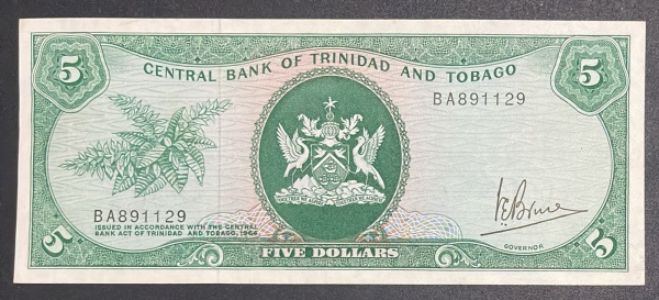 CEDULA DE `TRINIDAD AND TOBAGO` - 5 DOLLARS - MBC.