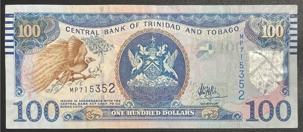 CEDULA DE `TRINIDAD AND TOBAGO` - 100 DOLLARS - MBC.