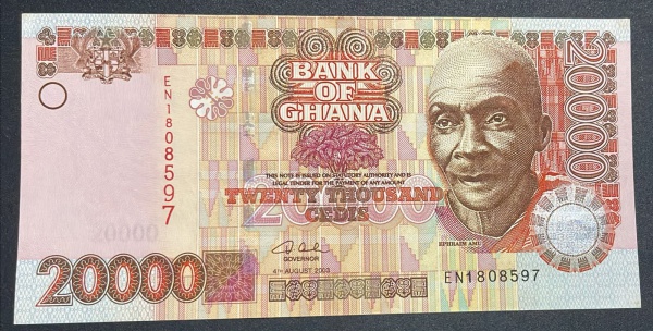 CEDULA DE GHANA - 20 000 CEDIS 2003 - FLOR DE ESTAMPA.