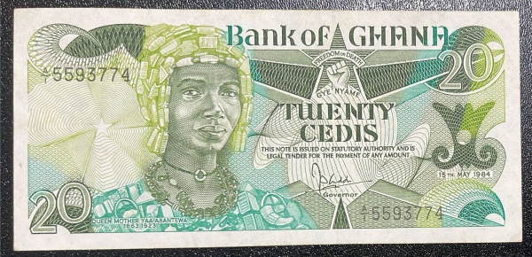 CEDULA DE GHANA - 20 CEDIS 1984 - MBC.