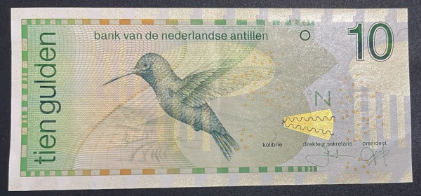 RARO - EMISSOR - CEDULA DAS `NEDERLANDSE ANTILLEN` - 10 GULDEN 2016 - SOBERBA / FLOR DE ESTAMPA.