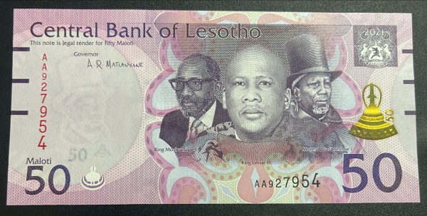CEDULA DE LESOTHO - 50 MALOTI 2021 - FLOR DE ESTAMPA.