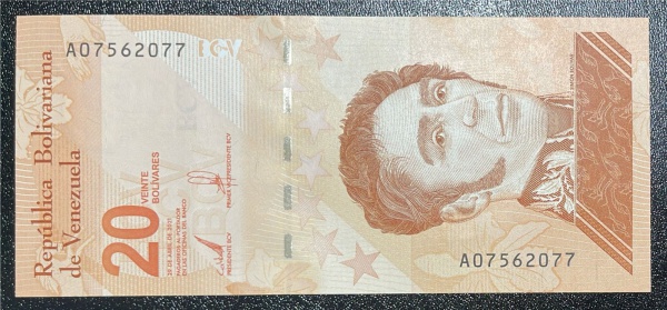 CEDULA DA VENEZUELA - 20 BOLIVARES 2021 - FLOR DE ESTAMPA.
