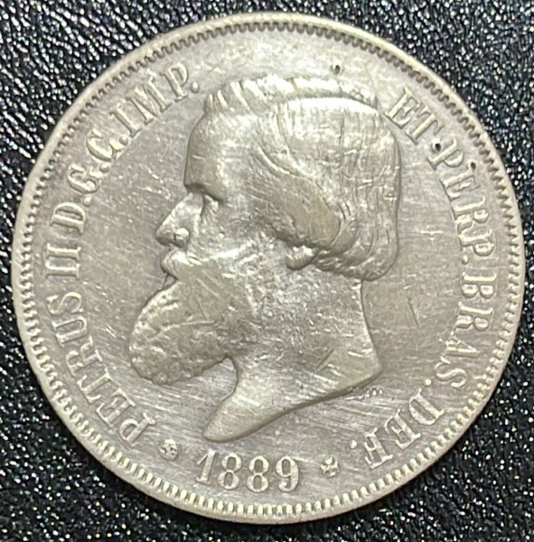 MOEDA DO BRASIL - 2 000 REIS 1889 - PRATA .917% - DIAMETRO (+/-): 37m.