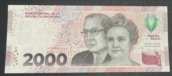 CEDULA DA ARGENTINA - 2 000 PESOS - FLOR DE ESTAMPA.