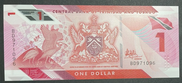 POLIMERO - CEDULA DE `TRINIDAD AND TOBAGO` - 1 DOLLAR 2020 - FLOR DE ESTAMPA.